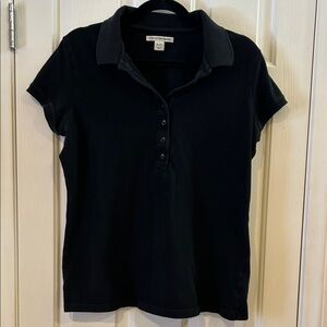 Cutter & Buck Black Short-Sleeve Polo Button-Down Top